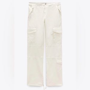 Zara White Cargo Pants Size 12 New Without Tags